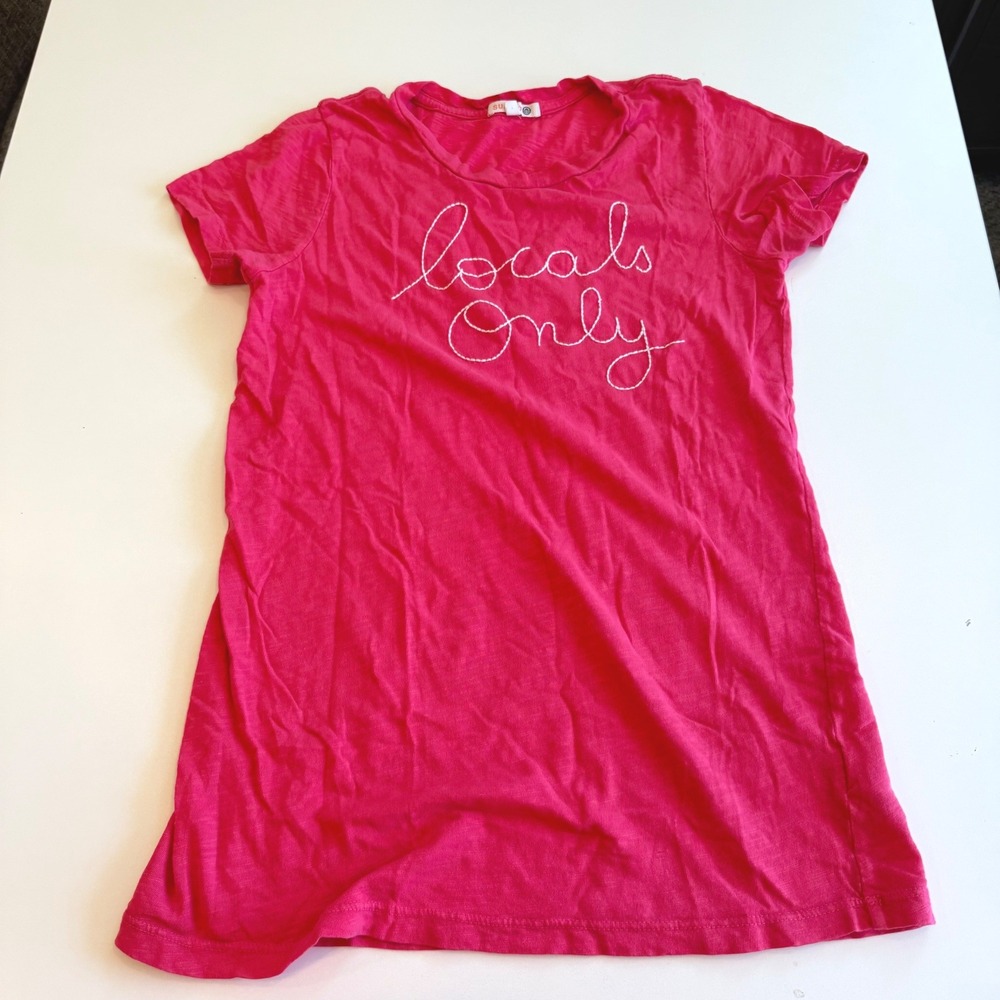 Sundry Locals Only Embroidered Pink Slub Knit T-Shirt Size 0 Made in USA